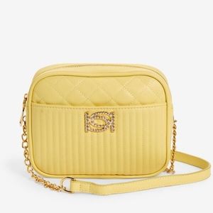 🆕️ Bebe Hazel Rhinestone Quilted Crossbody Bag In Butter